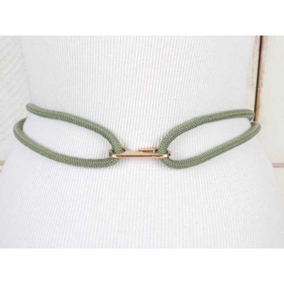 70s vintage green braided Abalone shell rope belt woven chord - Picture 4 of 5